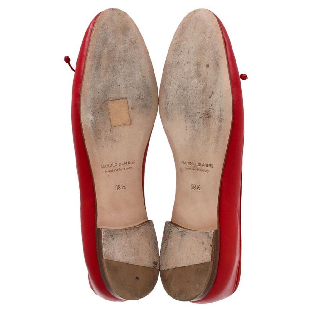 Manolo Blahnik Veralli Bow-Detailed Ballet Flats in Red Leather - Picture 6 of 6